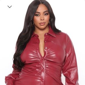 Fashion Nova Faux Leather Shirt Dress